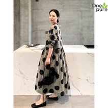 땡땡이 롱 원피스 데일리 브이넥 A라인 바캉스 패턴
