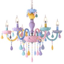 LED 3색 마카롱 샹들리에 크리스탈 아이방꾸미기 LED 조명 5구 6구 8구, 펜던트형 8등 전구색