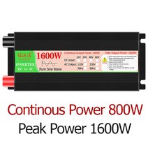 차박파워뱅크 차량용 배터리 인산철 대용량 순수 사인파 인버터 1000W DC 12V 24V AC 220V 50Hz 전압 변환, 01 1600W_02 24V_01 220V_01 범용