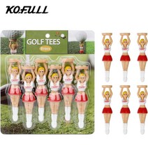 KOFULL 높이조절 플라스틱 골프티 캐릭터 티꽂이 6P/12P 세트, 치어걸 6p