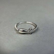 디그레이 실버 925 은 물고기 새끼손가락 가락지 반지