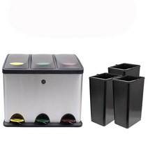 DBOMartㅣ페달식 스텐레스 분리수거함 24L(속통3개)다용도 쓰레기통 간편한 재활용분리 음식물|_ac락be베!!a쟈, 본상품선택