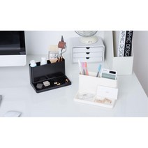 책상 필기구 클립 수납 보관 볼펜꽂이 결제도장 문구정리 꾸미기 메모지 수첩, 블랙