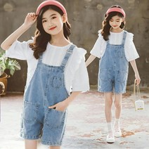 베비포 여아용 퍼프 블라우스 멜빵 반바지 상하복 세트 SJ96