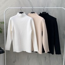 [신상무배]밍크 안감 프릴넥 반목 폴라 니트