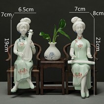 빈티지 오브제 수제 세라믹 수공예품 장식품 빈티지 중국 숙녀 조각 고대 동상 꽃꽂이 홈 인테리어