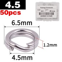 50pcs 304 스테인레스 스틸 커넥터 낚시 분할 반지 회전 3 #-8 # 더블 서클 라운드 스냅 루어 오픈 잉어 낚시 액세서리, 50 pcs, Size4