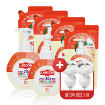 랩신 핸드워시 복숭아 500ml 용기 2개+450ml 리필 4개+플라워펌프 2개 증정, 센서 500ml 2개 450ml 4개 펌프