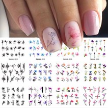 물전사지 포스기용지 포스용지 카드단말기용지 상장만들기12 디자인 네일 스티커 세트 혼합 꽃 기하학 아트, 12 D016