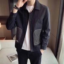 남성 패치워크 봄버 재킷 올매치 라펠 탑 캐주얼 가을 겨울