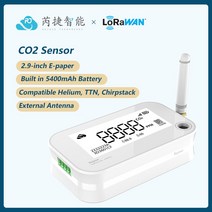 Rejeee LoRaWAN CO2 센서 2.9 인치 E-페이퍼 5400mAh 배터리 내장 외부 안테나 TTN 헬륨 호환 가능, 03 AS923