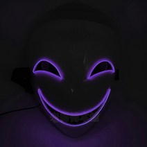 LED 무서운가면 음성변조 할로윈가면 할로윈분장 DJ마스크 인싸템 파티 공포 흰색스마일가면, 자주색