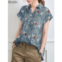 2022 ZANZEA 여름 여성 캐주얼 블라우스