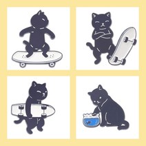 와우진플 보드 타는 고양이 브로치