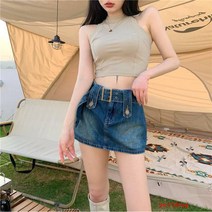 스커트 착용 빈티지 데님 스커트 여성 여름 높은 허리 스키니 스커트 울트라 짧은 단계별 힙합