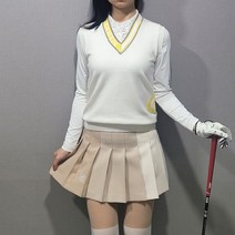 여성 골프 V넥 꽈배기 칼라 포인트 조끼 기능성 신축성 사계절 빅사이즈 레이어드