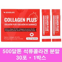 저분자 어류 피쉬 콜라겐 가루 연어콜라겐 펩타이드 500달톤 먹는 엘라스틴 히알루론산 석류 수용성 비타민c 프랑스엘라스틴, 1박스