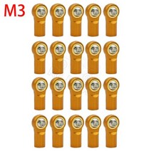 키덜트 금속 M3 M4 링크 타이로드 엔드 볼 조인트 충격 흡수기 1/10 RC 자동차 크롤러 축 SCX10 타미야 CC01 YK4102 용, M3 gold 20PCS