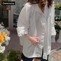 퀸앤조이 노카라 심플 셔링 루즈핏 셔츠***판매자 퀸앤조이***