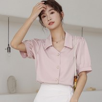 제이라모 여성 브이넥 카라 블라우스