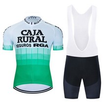 팻바이크 펫바이크 광폭타이어 바퀴큰 자전거 2023 CAJA RURAL 사이클링 슈트 팀 셔츠 의류 저지 세트 탑스 자켓 빕 반바지 Maillot Kit Clothes 20D Bi, 1_XL