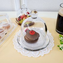 홈카페접시 유리 돔 디저트 소형 트레이 커버 빵덮개 조각케이크보관함, 3.유리돔 사각케이크 트레이