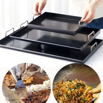 무쇠 사각 철판 요리 업소용 대형 떡볶이 곱창 구이 닭갈비 호떡 순대 볶음 인덕션 전판 팬 판, 01-무쇠 사각철판 3T 1호