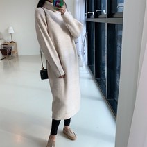 하이데일리 알파카 울 터틀넥 롱원피스