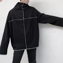 남성용 스웨터 긴팔 봄과 가을 패션 새로운 블랙 슬림 흑백 두꺼운 라인 느슨한 트렌드 스웨터