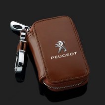탄소 섬유 자동차 키 케이스 커버 가죽 체인 지갑 푸조 307 206 308 207 406 407 408, [02] Leather, 02 Leather