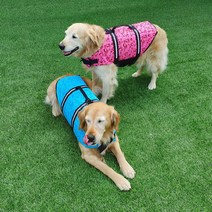 [퍼피니스](L XL) 중형견 대형견용 풋프린팅 구명조끼, 핑크