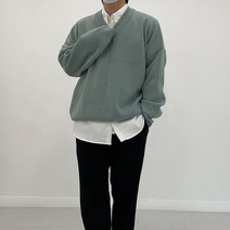 고퀄 오버핏 브이넥 니트 양면니트 남자브이넥니트 헤비니트