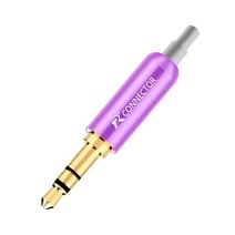 알루미늄 잭 . 이어폰 플러그 테일 플러그 클램프 포함 . 극 스테레오 남성 플러그 금도금 와이어 커넥터, 보라색 수정 꼬리