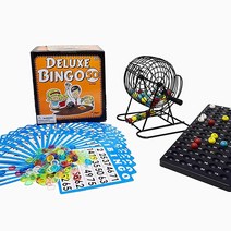Regal Games 디럭스 빙고 세트 케이지 마스터 보드 혼합 카드 50장 콜링 볼 75개 다채로운 칩 포함 대규모 그룹 파티에 이상적 4651218961, 50 Card Set