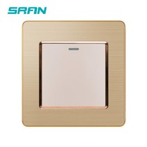 sran 영국 표준 1gang 1way 로커 스위치 250v 16a 벽 스위치 스테인레스 스틸 패널 86mm 86mm 화이트블랙골드, 금 a2