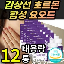 [식약처인증] 고용량 고함량 미국산 요오드 갑상선 호르몬 합성 건강 도움 영양제 티록신 아이오 다이드 iodide + 알 약 케이스증정, 대용량 12통 + 사은품