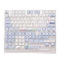 129 키 PBT 키 캡 바다 고래 테마 교체 기계식 키보드 용 염료 하위 체리 프로파일 키 캡 설치 용이 60 61 64 68 키, 파란색, 기준, 텐키리스