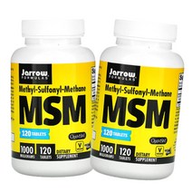 식용 먹는 유황 MSM 식물성 120정 복용법 옵티MSM OptiMSM 옵티엠에스엠 자로우 포뮬러스 Jarrow Formulas methylsulfonylmethane [2개]