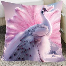 길조 공작새 풍수 소파쿠션 솜포함 청공작 백공작 행운과 부귀 금전운 가져다주는 풍수지리 동물 부모님 생신 선물용 홈 인테리어 카페 다방 거실 양면 사각 등받이쿠션 34종 티레오, 상서로운 공작새 쿠션15