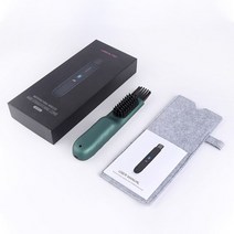 옆머리누르기 셀프다운펌 옆머리다운펌무선 미니 헤어 빗 남자의 빠른 수염 브러쉬 Straightener 휴대용 전, 01 green