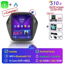 현대 ix35 투싼 2009-2015용 안드로이드 11 9.7quot car radio 멀티미디어 2 din navigation carplay 스테레오 헤드 유닛 오디오 스피커, s10-3 팬 카메라