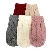 플라캣 강아지 고양이 신축성 좋은 꽈배기 니트 목폴라 스웨터 티, 3.인디핑크