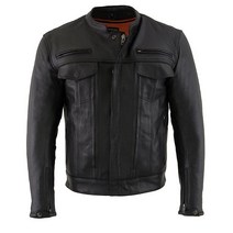 Milwaukee Leather 남성용 통기성 스쿠터 재킷 쿨 Tec® 가죽 및 유틸리티 포켓 포함 MLM1506 블랙., Small