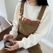 티데일리 여성용 코듀로이 롱 멜빵 바지 점프수트 팬츠
