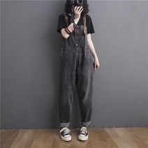 2023 봄여름 빅사이즈 데님 멜빵 와이드 배기 팬츠 Whr0503