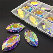 비즈 재료 구슬 topstone k9 glass crystal ab rhinestone horse eye drop round rivoli 직사각형 공예 보석 레진공예 웨빙끈, navte17x32mm 12개