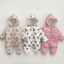 꼬마옴므 유아패딩우주복 스노우맨방한3종슈트