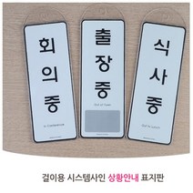 걸이형 회의중 출장중 식사중 푯말 표지판 셀프설치 사인 소형, 외출중