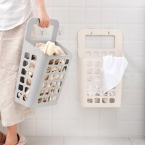 무타공 틈새 슬림 벽걸이 빨래바구니 햄퍼 가정용 재활용분리수거함 빨래 다이소수건통 세탁, 베이지