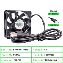 40mm 50mm 60mm 70mm 80mm 92mm 120mm dc5v usb 커넥터 diy 냉각 라우터 게임 tv 박스 전원 공급 장치용 조용한 냉각 팬, 60x60x15mm 슬리브